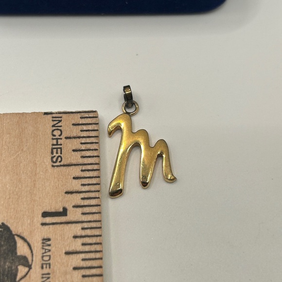 Vintage Monet 10k Gold Initial M Pendant Script - Picture 3 of 7